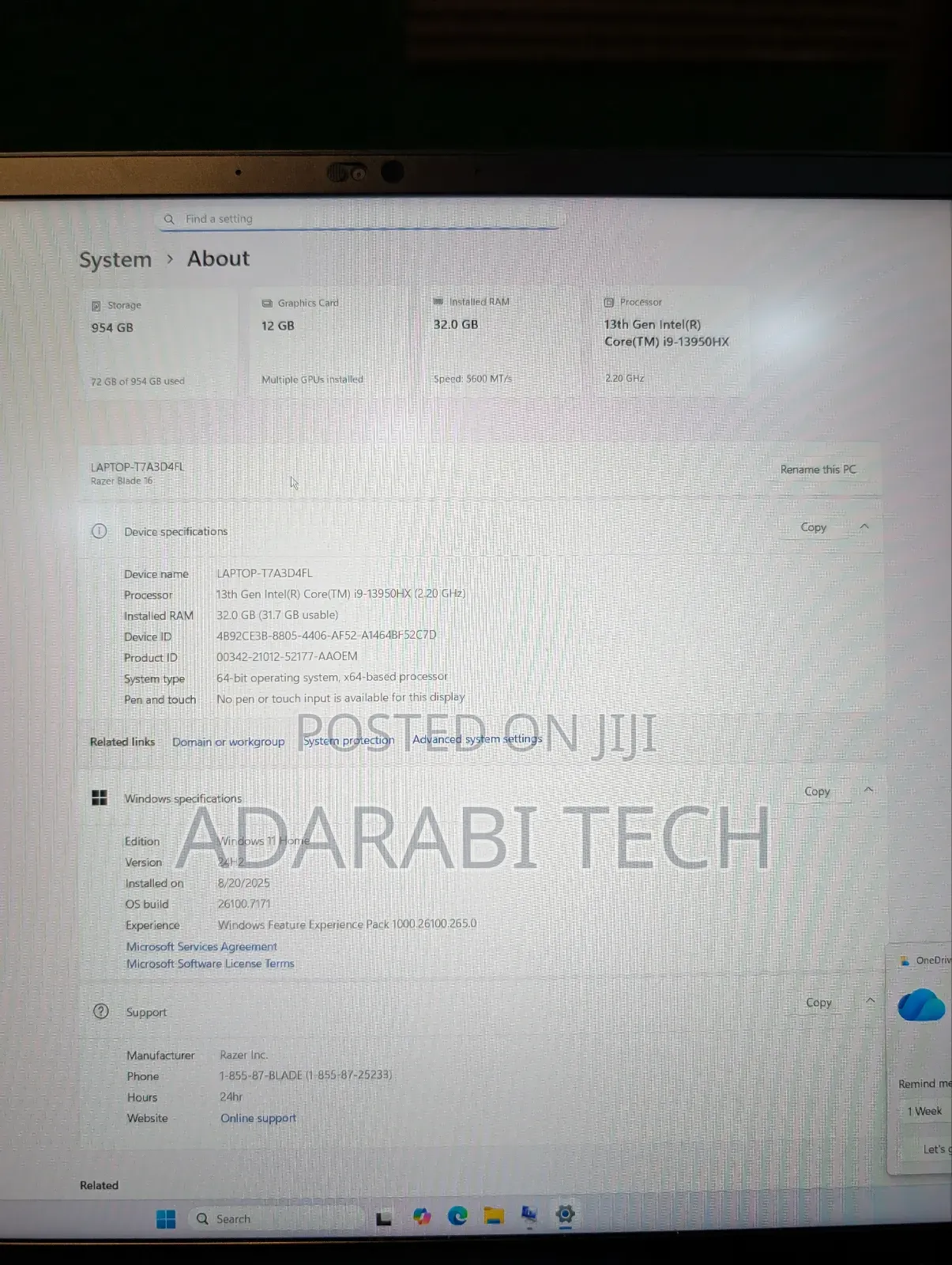 Laptop Razer Blade 32GB Intel Core I9 SSD 1T