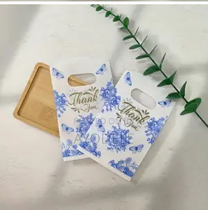 50-pack Elegant Blue Floral Thank You Bags