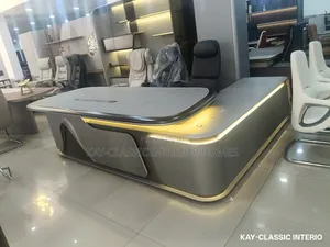 Superior Executive Office Table And Bookshelf With Led Lights