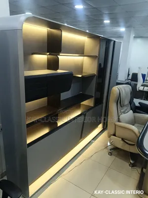 Superior Executive Office Table And Bookshelf With Led Lights