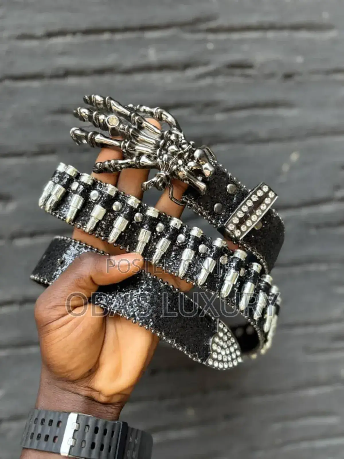 Rhinestone Skull Belt