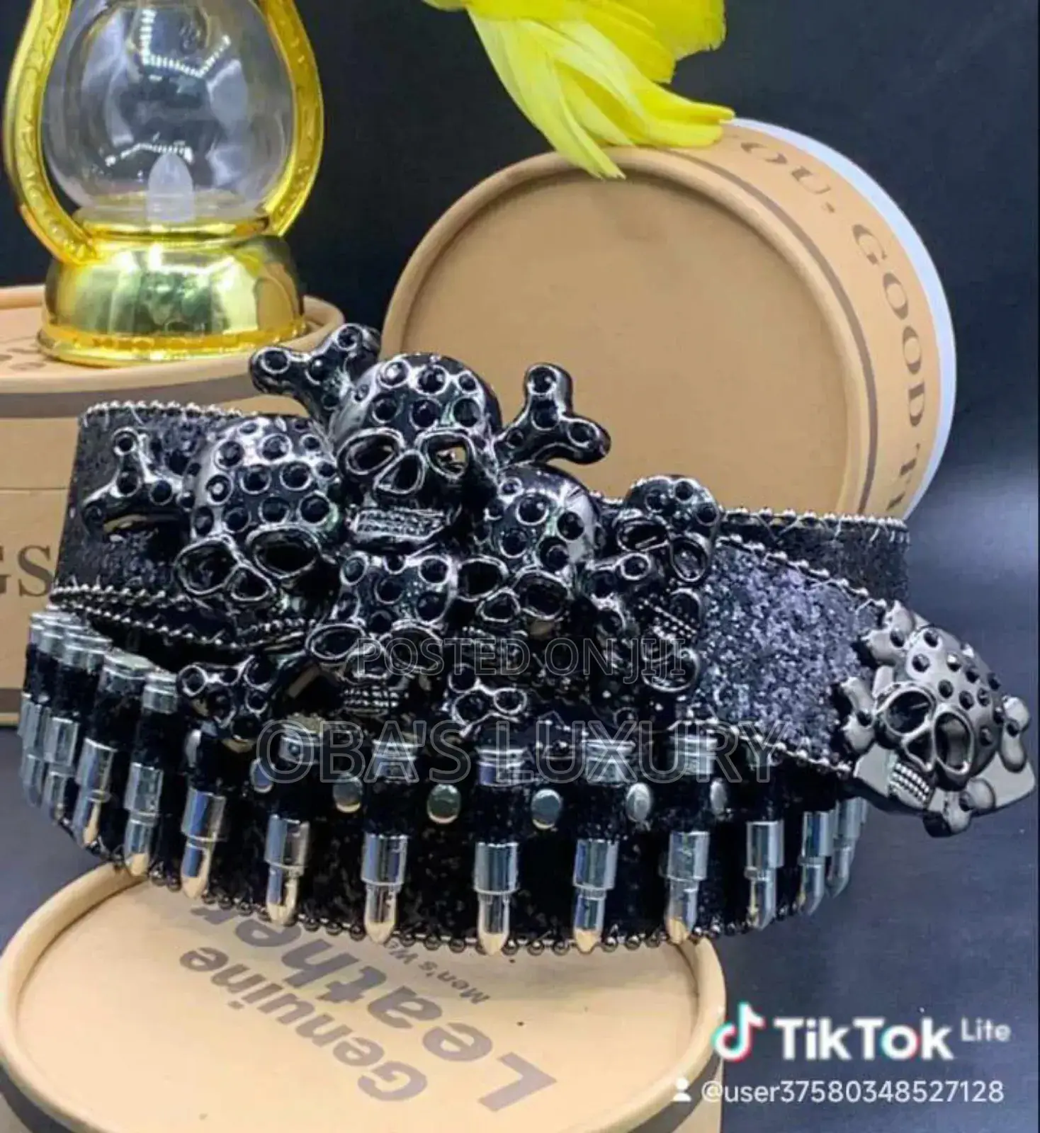 Rhinestone Skull Belt
