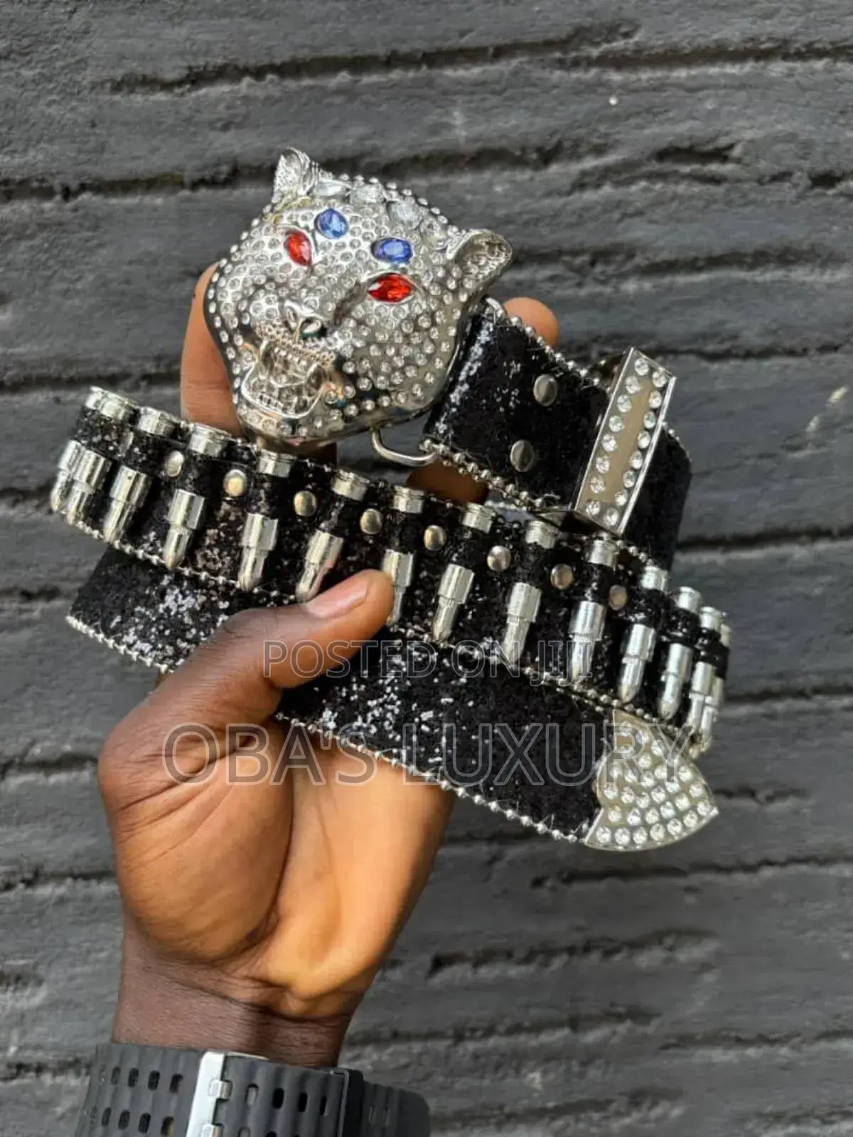 Rhinestone Skull Belt