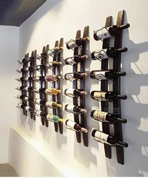Wall Mount Wooden Metal Wine Holder - 6 Layers