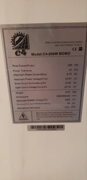C4 Mono Peak Power 200w New Solar Panel