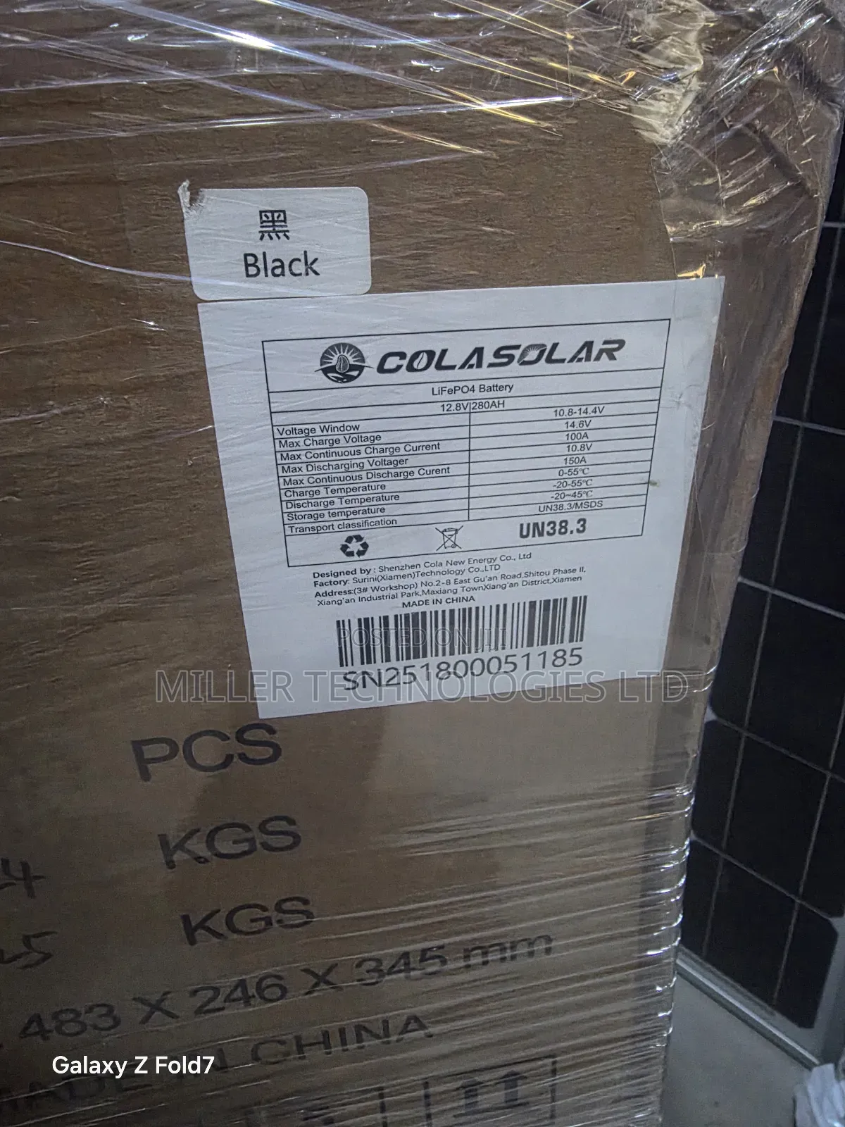 Cola Solar Lithium Battery 3.6kwh 12v