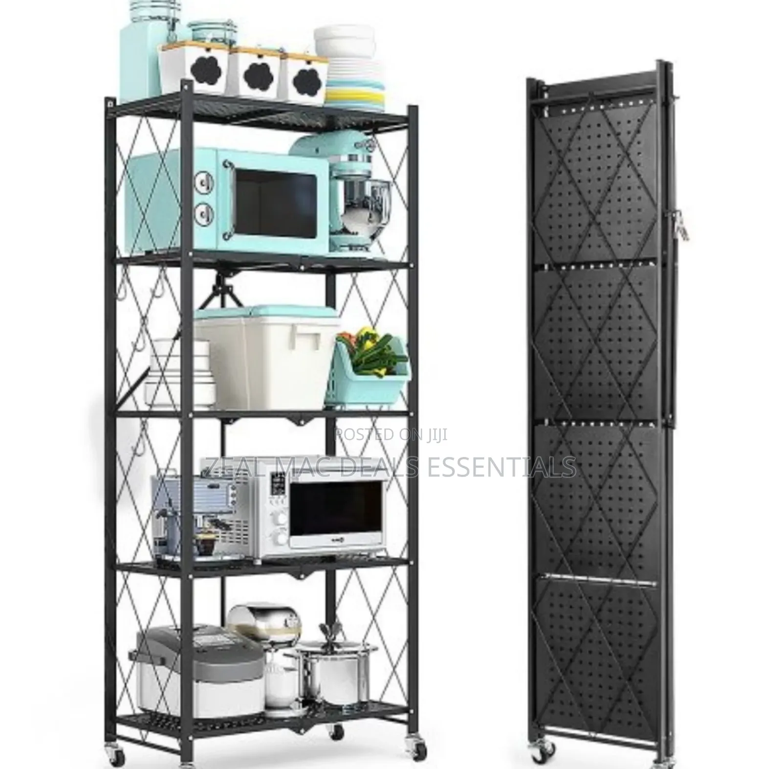 5-Layer Folding Mobile Steel Shelving Unit