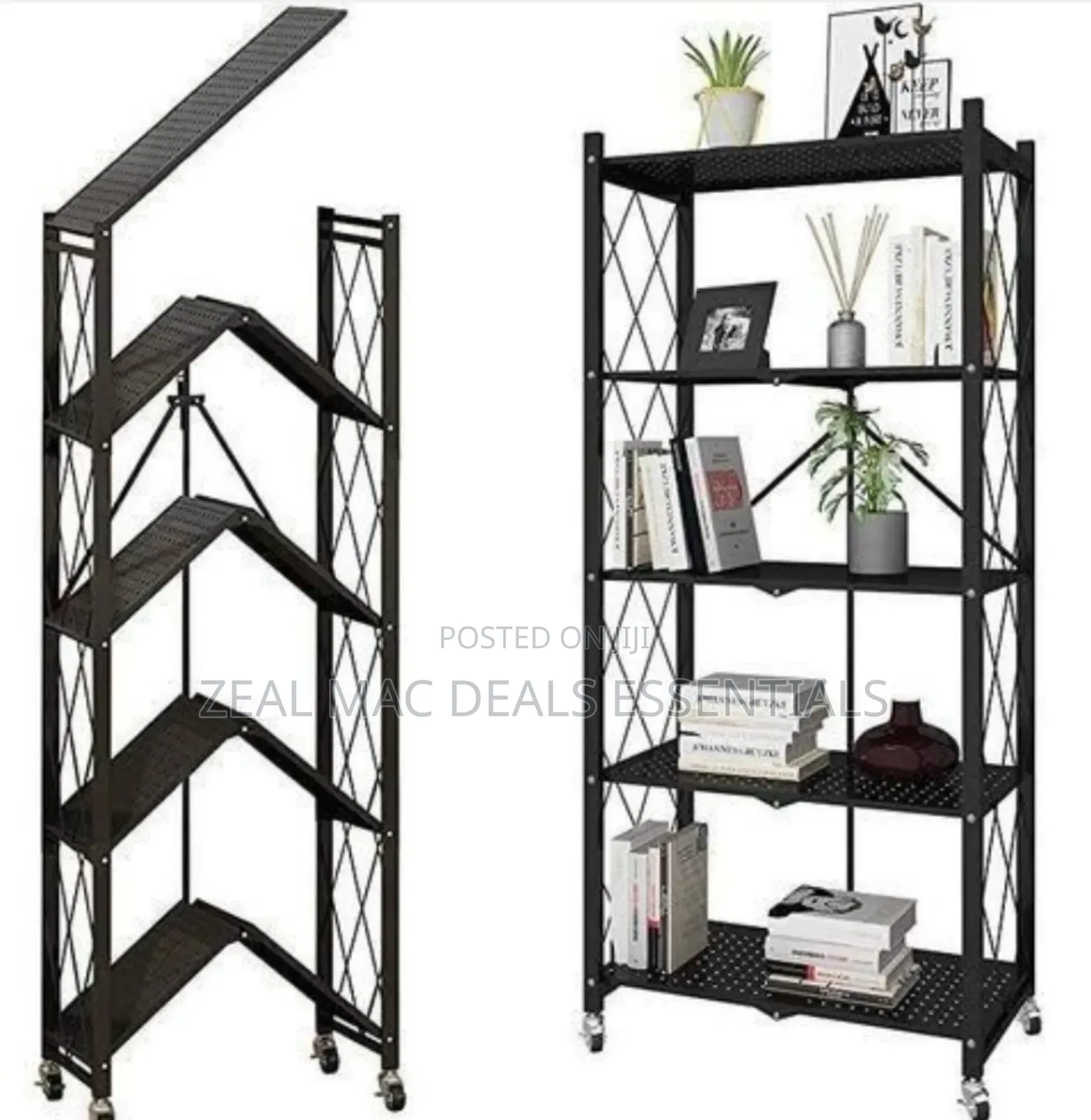 5-Layer Folding Mobile Steel Shelving Unit