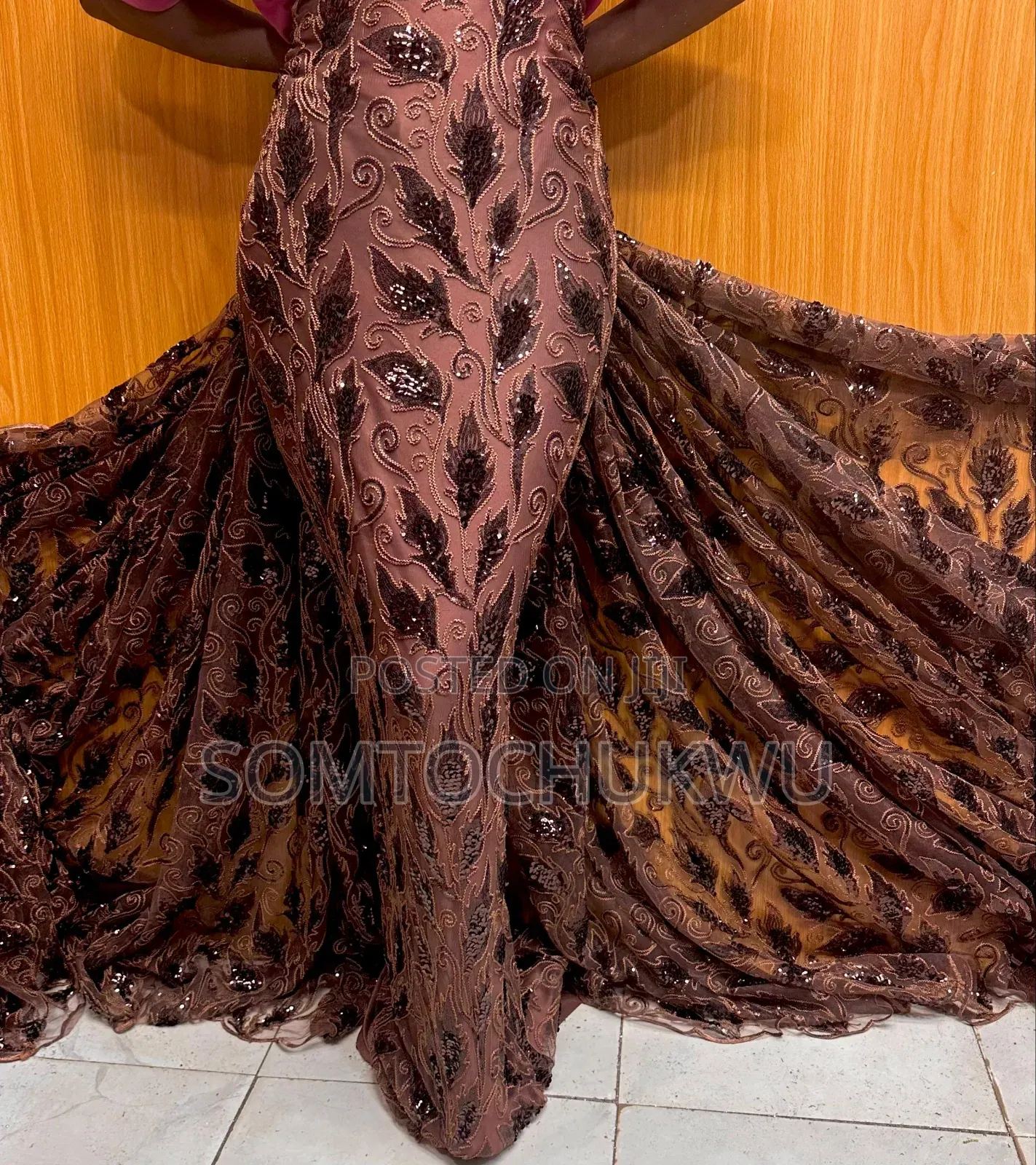 Beautiful Sample Lace With Sequins Design .
