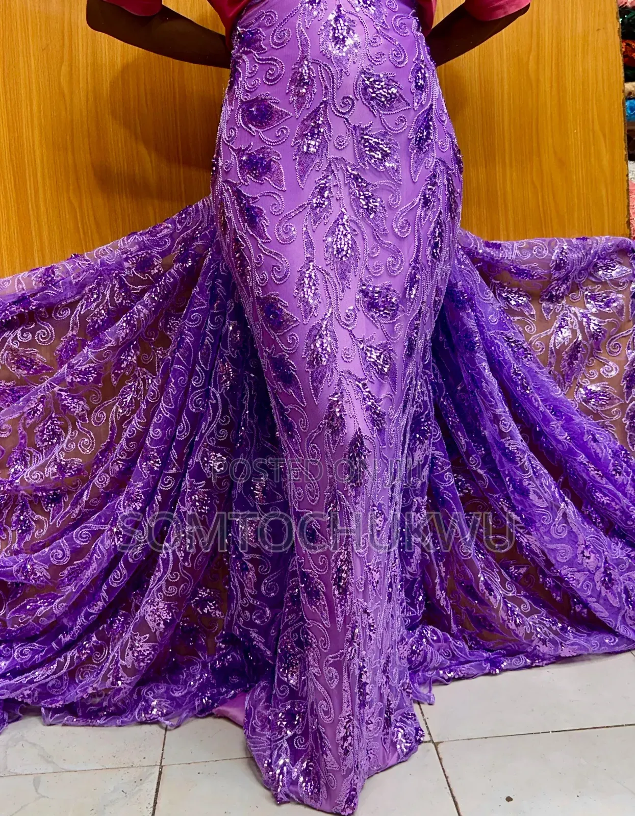 Beautiful Sample Lace With Sequins Design .