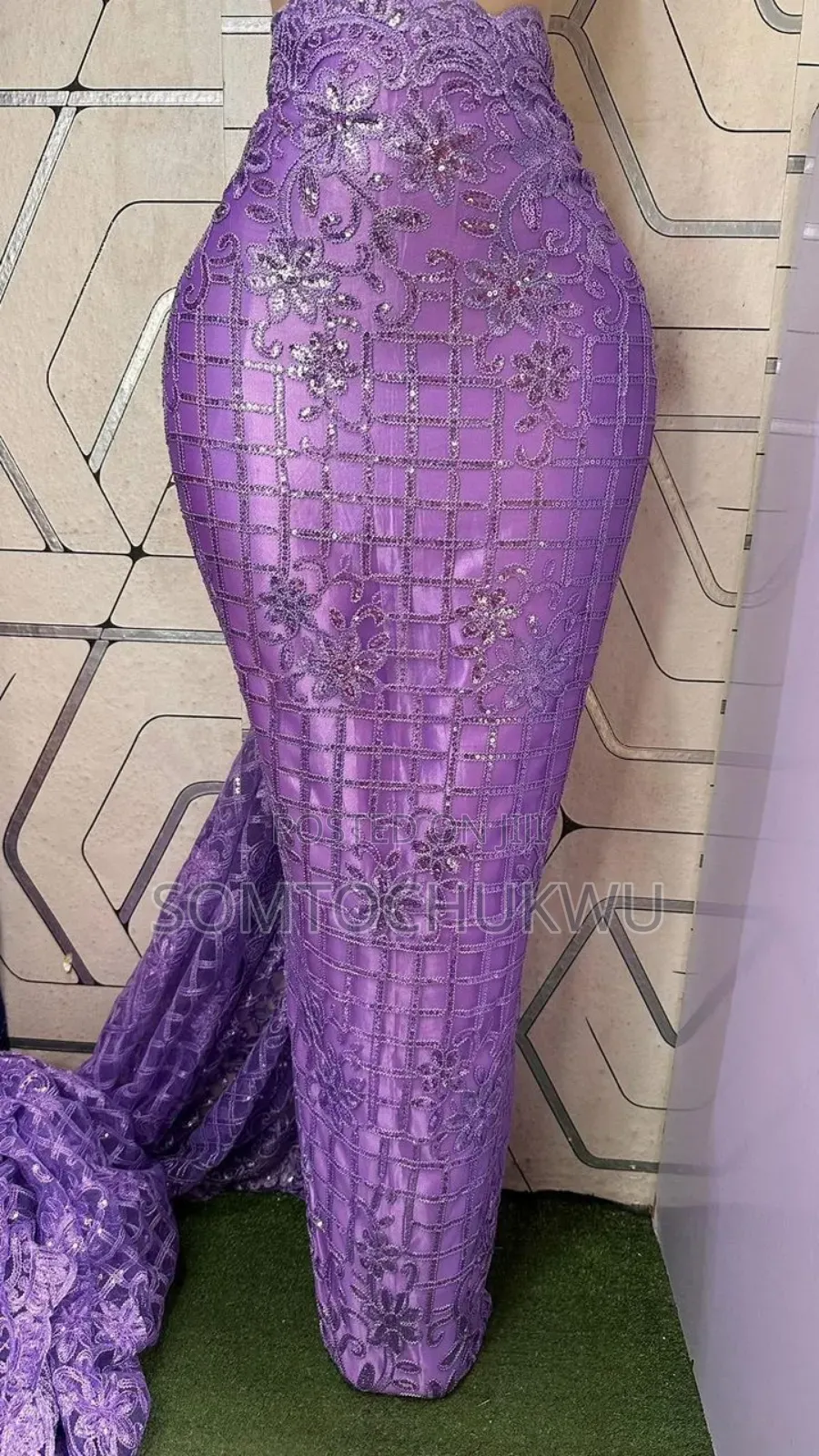 Beautiful Sample Lace With Sequins Design .