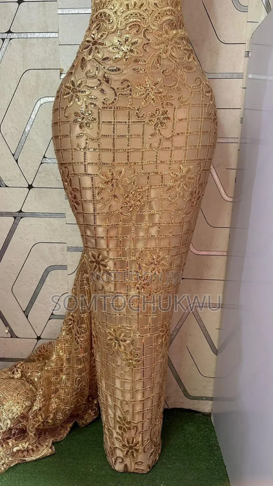 Beautiful Sample Lace With Sequins Design .