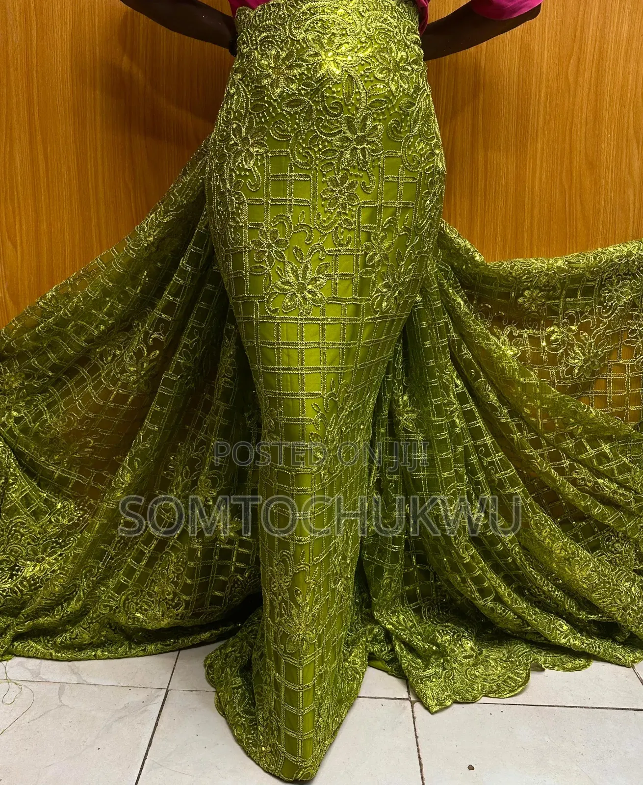 Beautiful Sample Lace With Sequins Design .