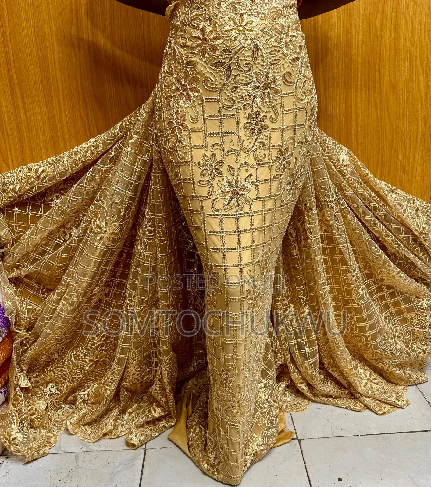 Beautiful Sample Lace With Sequins Design .