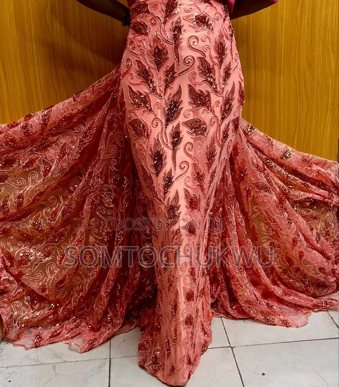 Beautiful Sample Lace With Sequins Design .