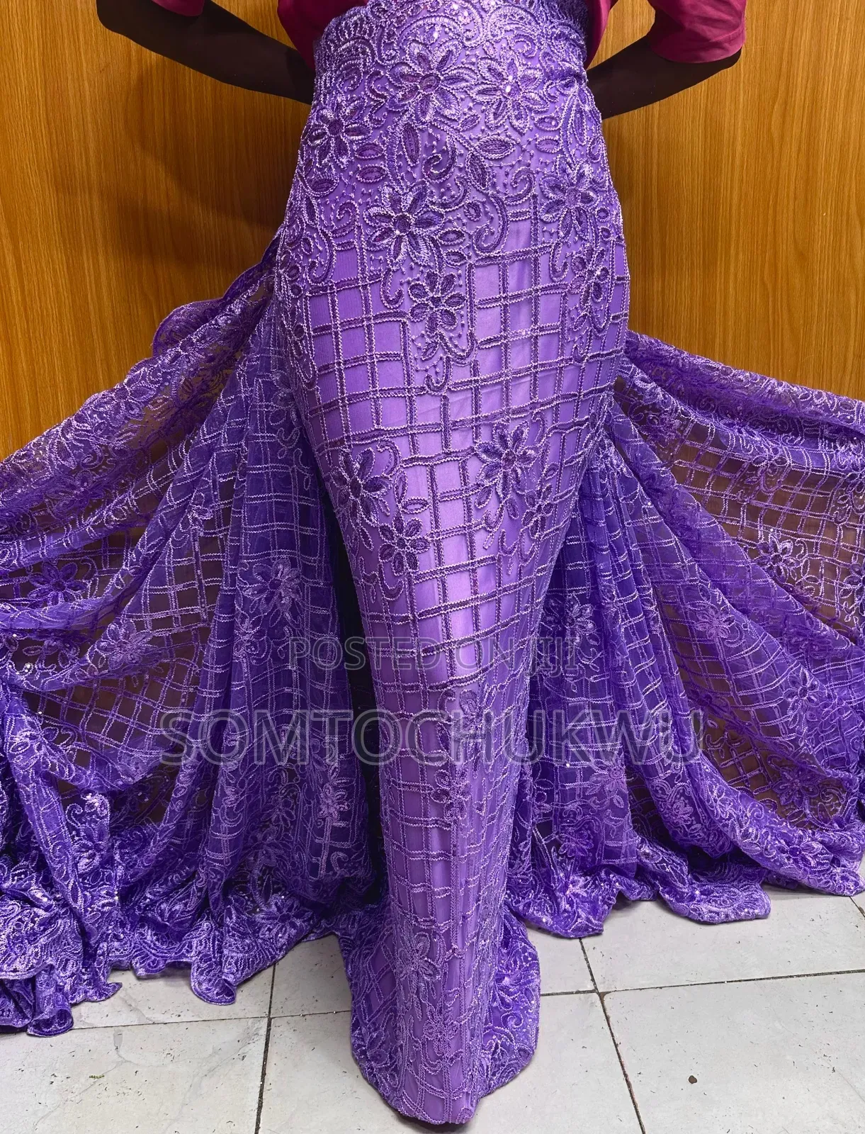 Beautiful Sample Lace With Sequins Design .