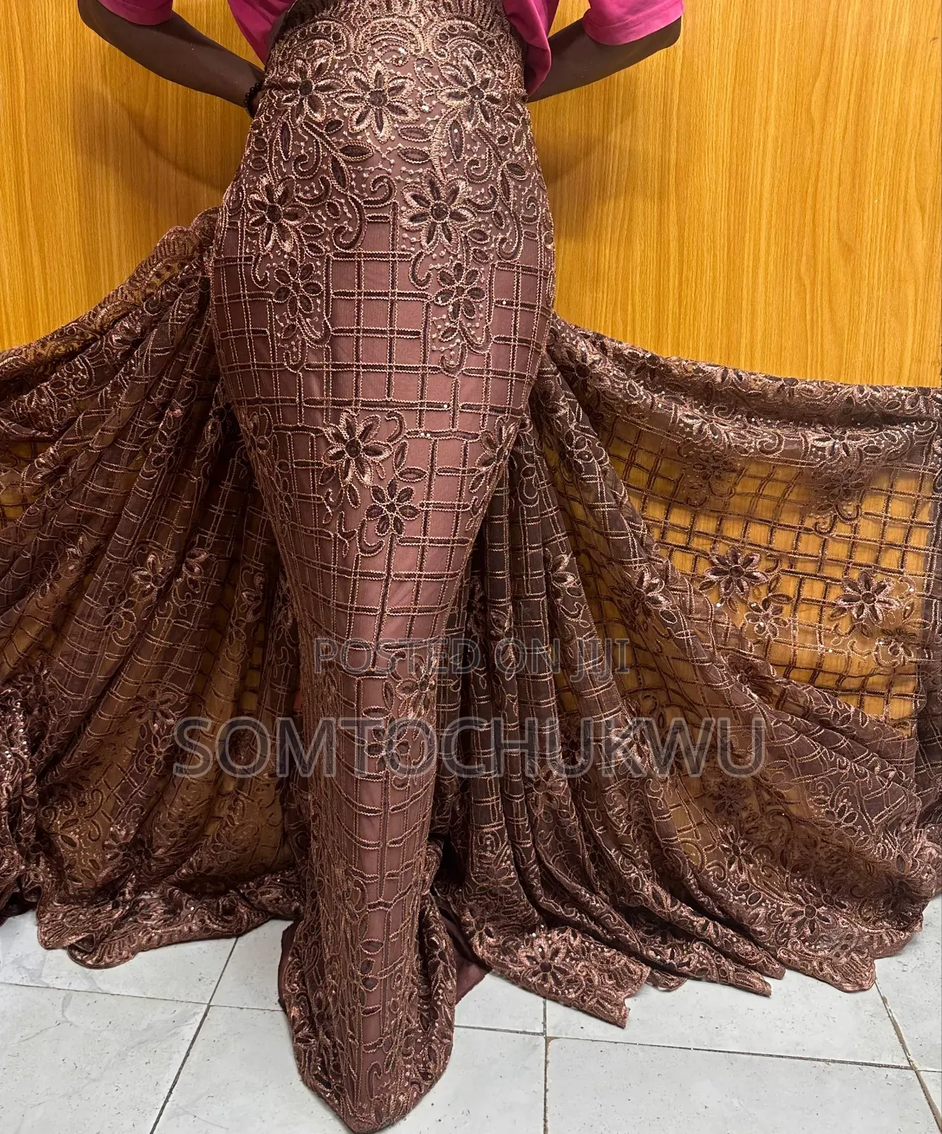 Beautiful Sample Lace With Sequins Design .