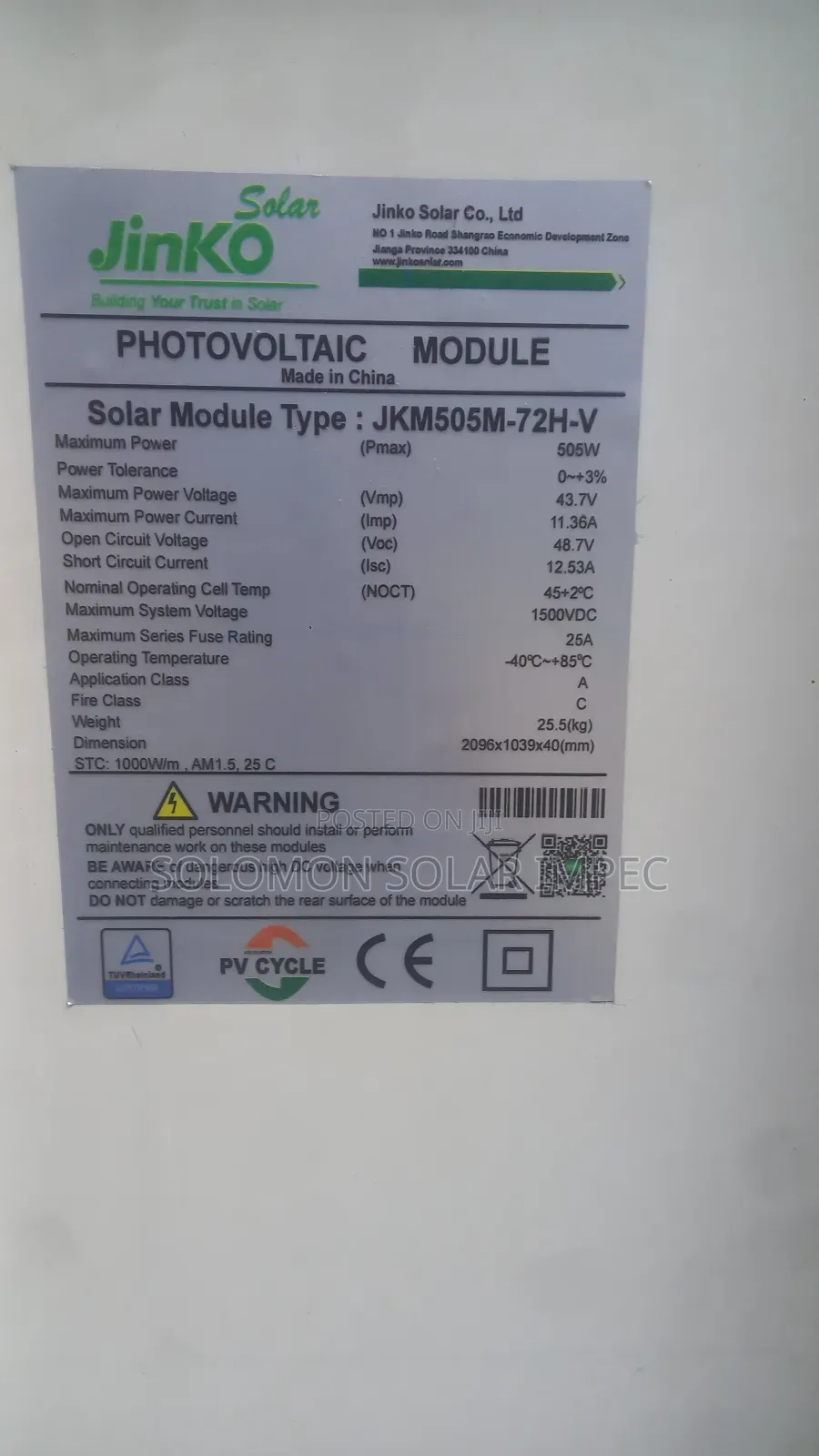 Jinko Solar Panels 600watts