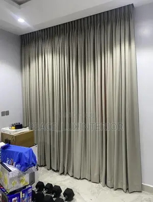 3 Pleated Design Beige Curtain