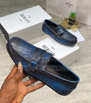 High Quality Navy Blue Color Leather Loafers Shoe