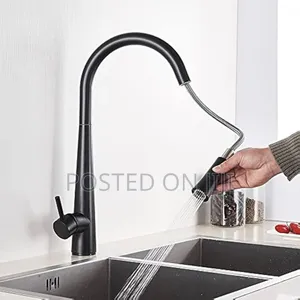 Long Black Sink Tap for Hot and Cold Water
