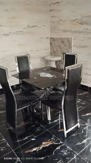 Unique Glass Dinning Table With 4 Chairs