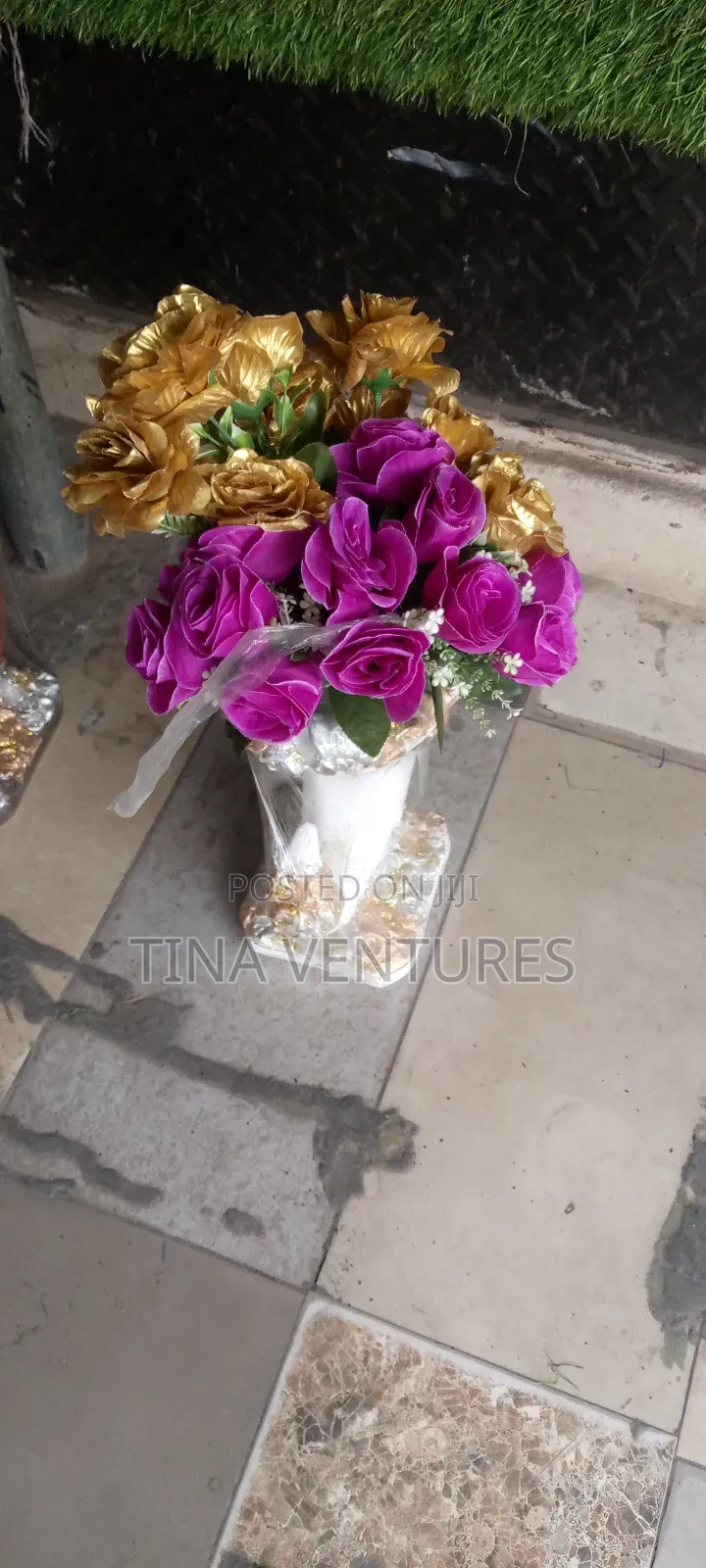 Artificial Flower and Vase Set