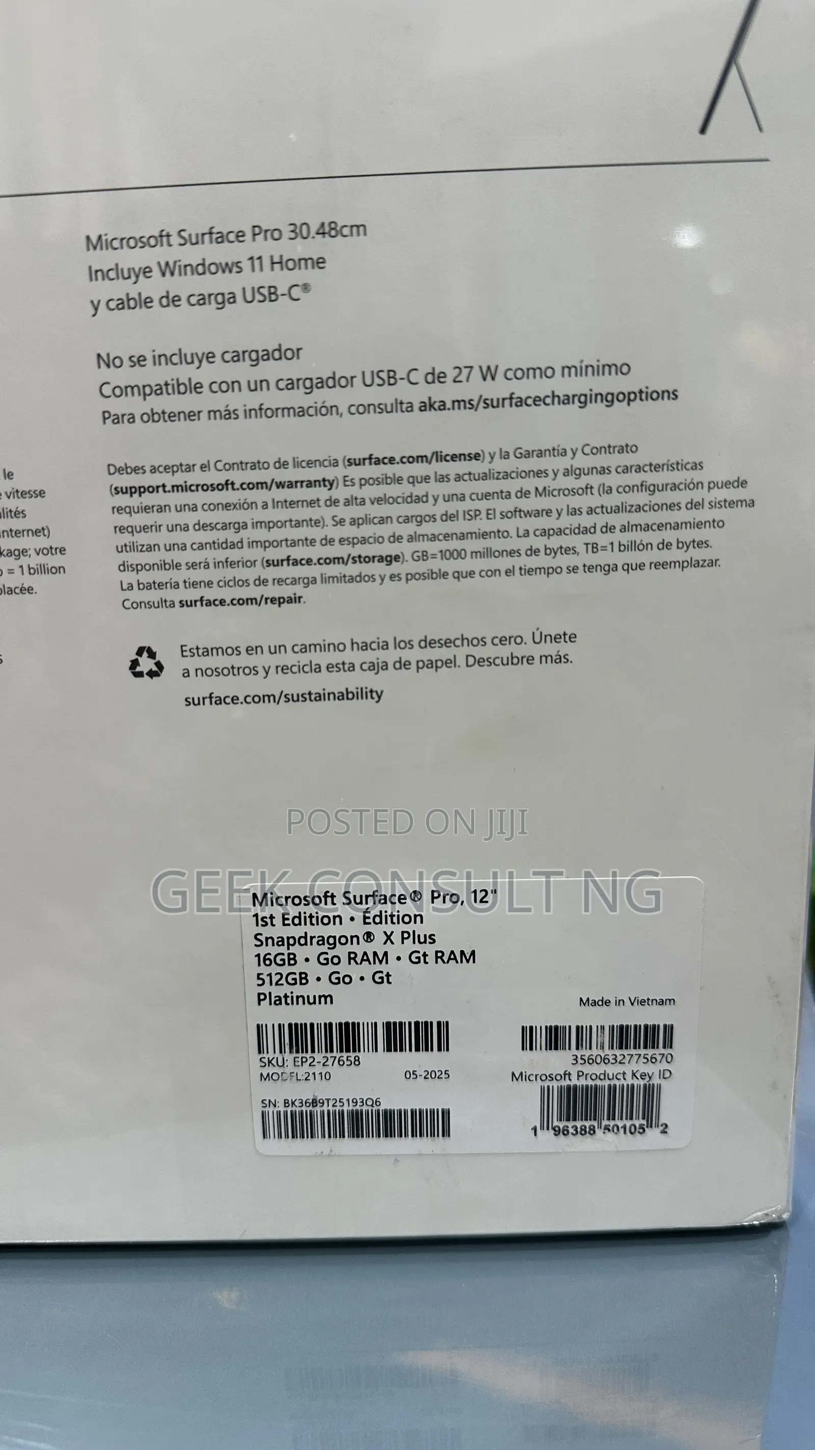 New Laptop Microsoft Surface Pro Copilot+ PC 12 16GB SSD 512GB