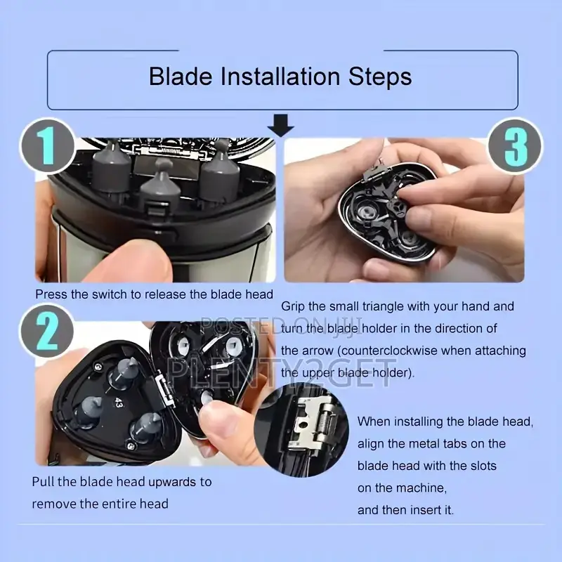 3pcs Spare Blades for Electric Portable Shaver, Replacement Blade