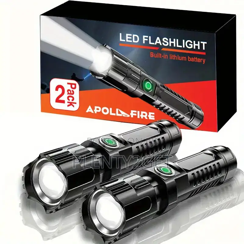 2pcs Led Flashlights - 1200mah, Usb Rechargeable, Long-Range Zoom