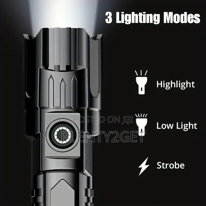 2pcs Led Flashlights - 1200mah, Usb Rechargeable, Long-Range Zoom