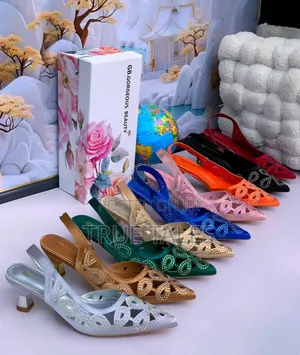 Chic Slingback Heels With Floral Cutout And Rhinestone.#Ij.Sizes 37-46