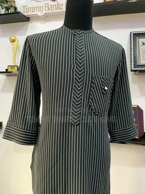 Black and White Stripe Men's Kaftan/Senatorial Wear