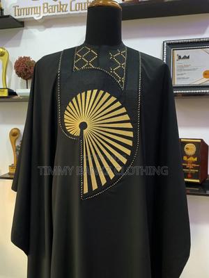 All Black Men's Agbada/Native Wear, Styled With a Golden Embroidery