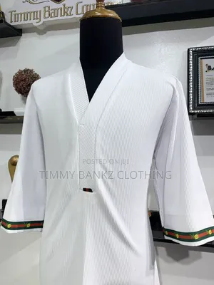 Stylish Standing Neck White Kaftan/Senatorial Wear