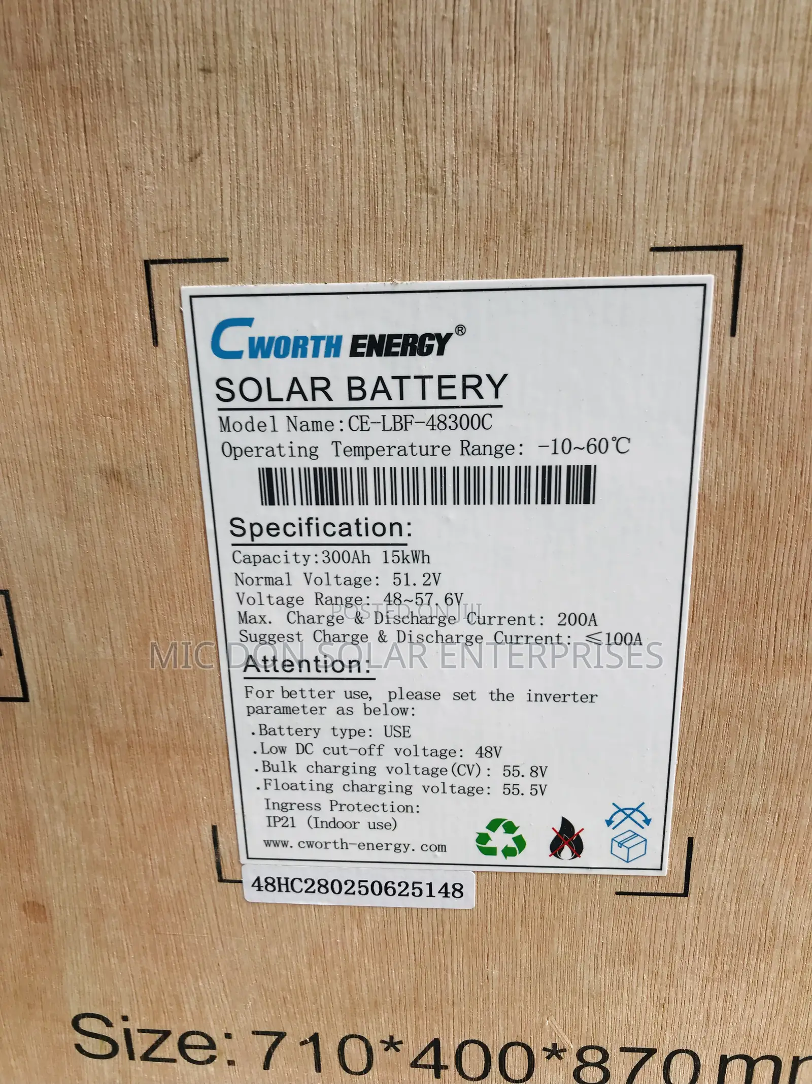 Cworth Energy 15kwh Lithium Battery