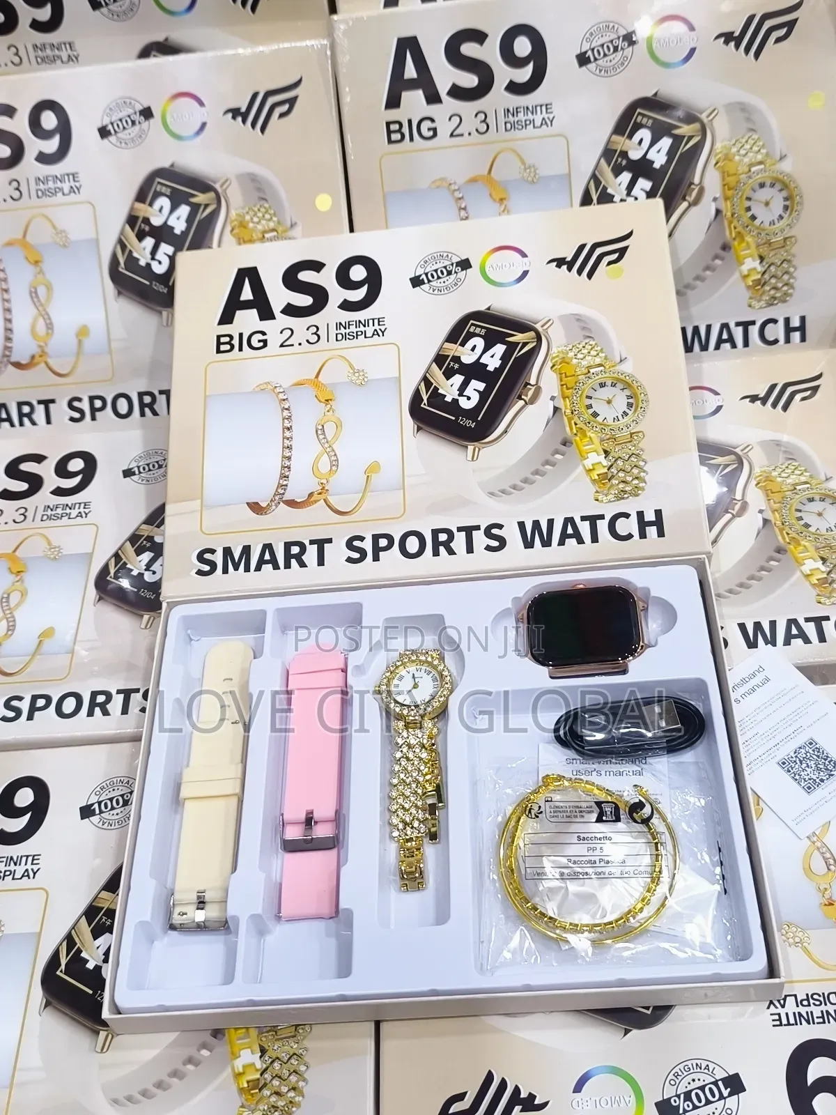 As9 Big 2.3 Infinite Display Smart Watch + 3 Bangles, 2 Watch Bt Call