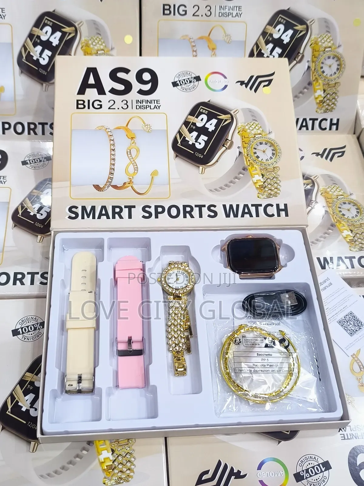 As9 Big 2.3 Infinite Display Smart Watch + 3 Bangles, 2 Watch Bt Call
