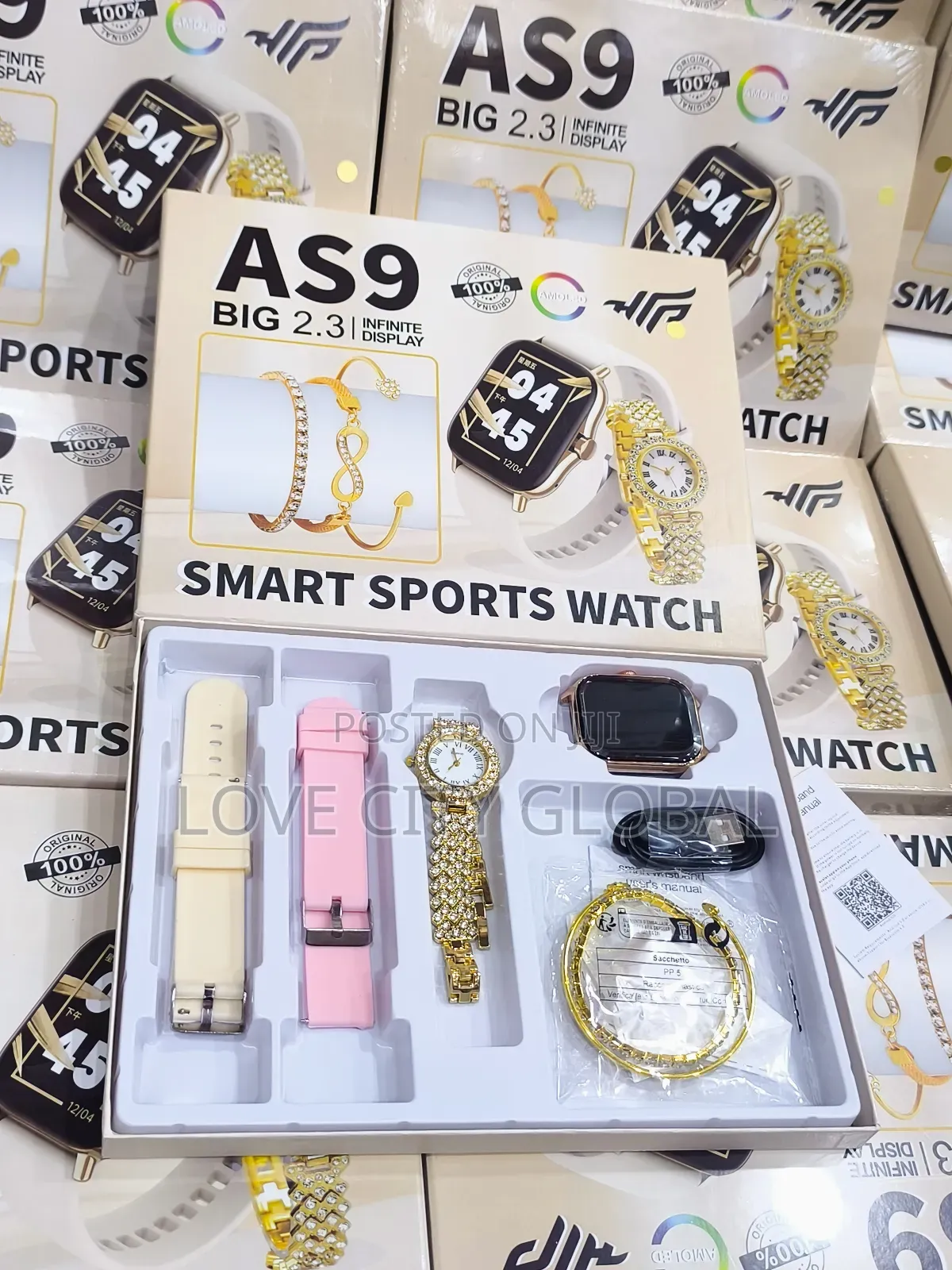As9 Big 2.3 Infinite Display Smart Watch + 3 Bangles, 2 Watch Bt Call