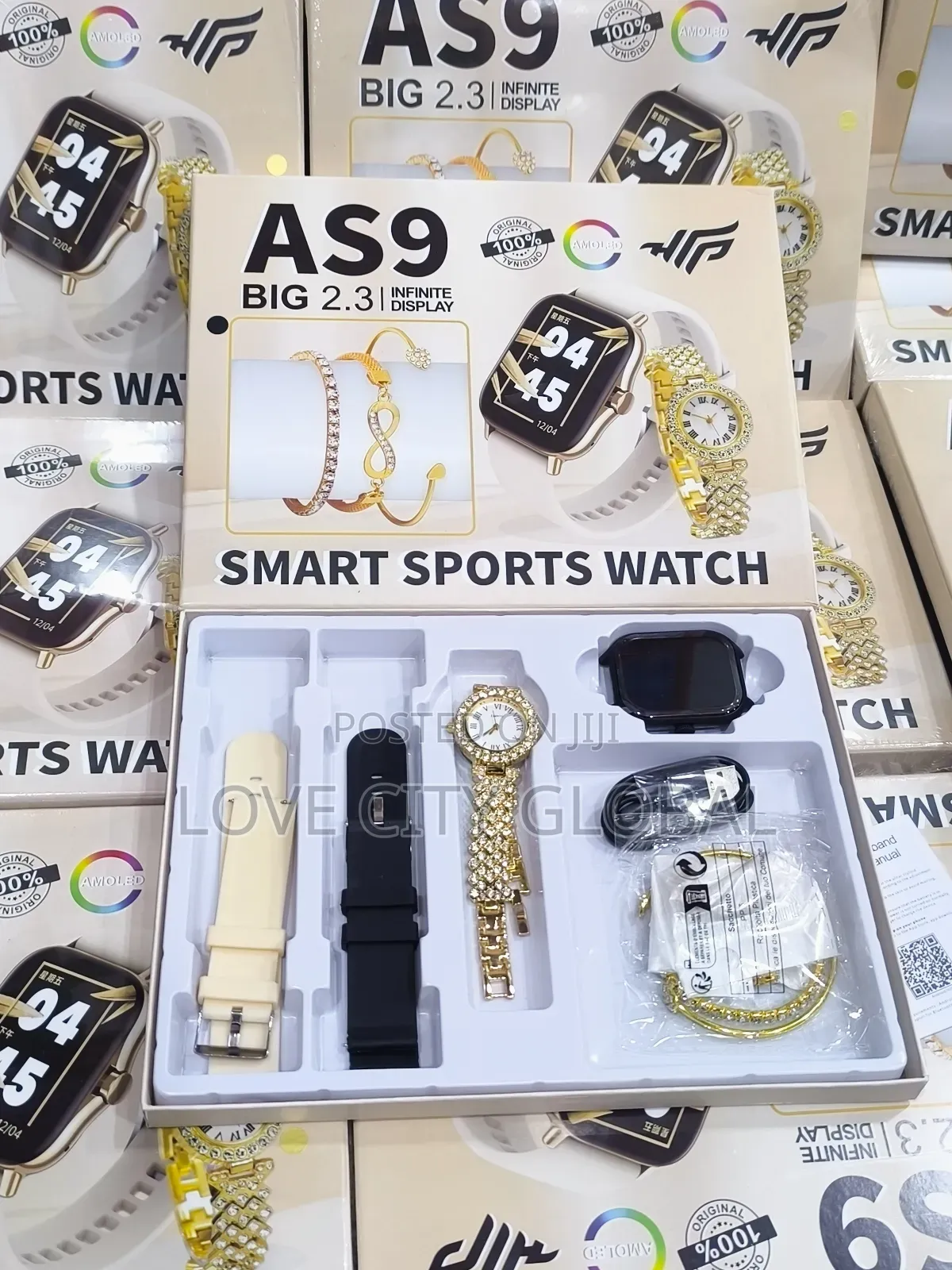 As9 Big 2.3 Infinite Display Smart Watch + 3 Bangles, 2 Watch Bt Call