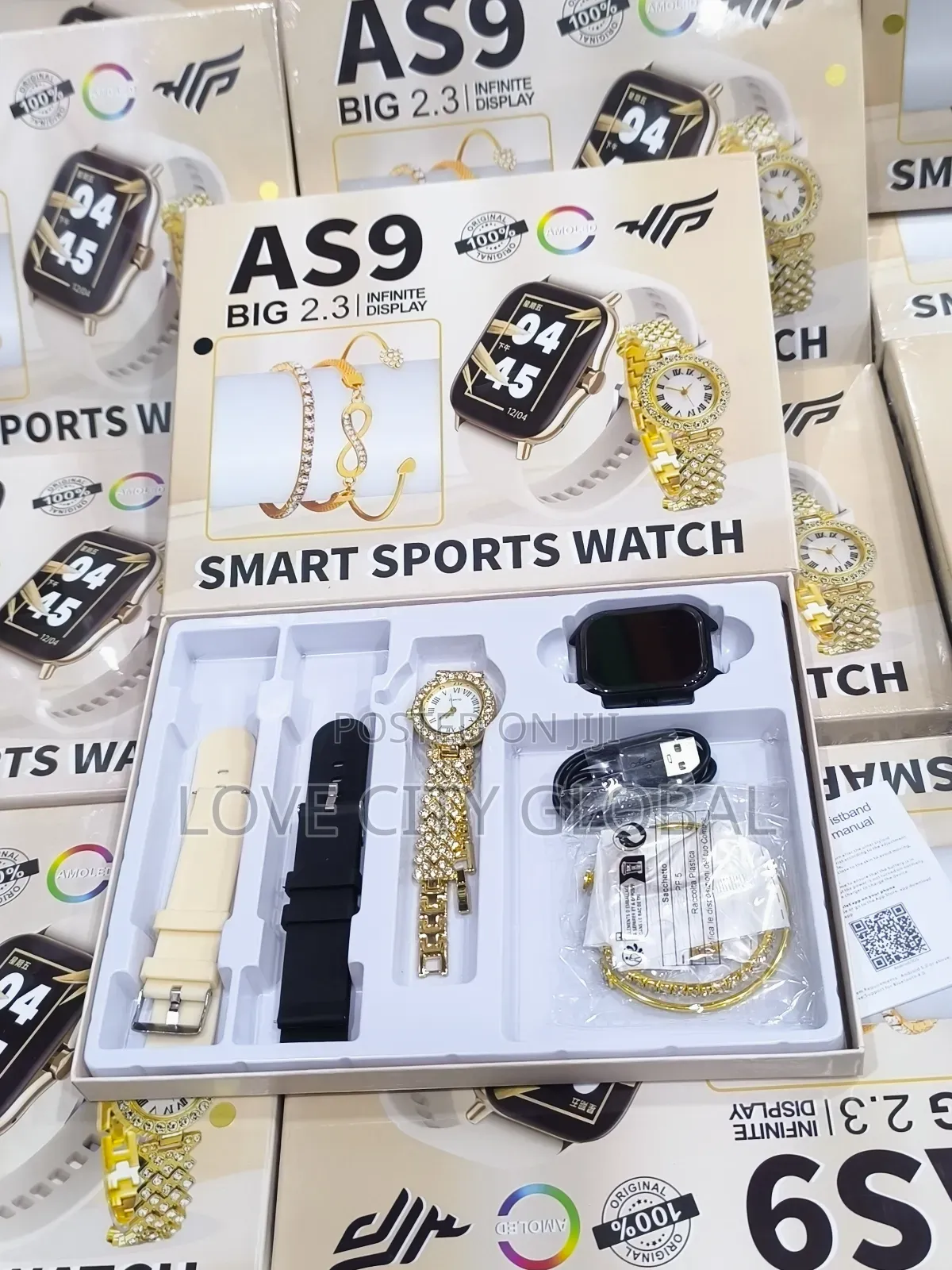 As9 Big 2.3 Infinite Display Smart Watch + 3 Bangles, 2 Watch Bt Call
