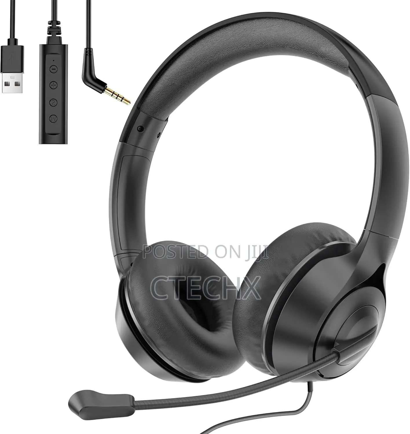 Usb Headset Noise Cancelling Mic, Audio Controls 3.5mm/Usb Jack 2-in-1