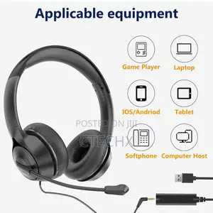 Usb Headset Noise Cancelling Mic, Audio Controls 3.5mm/Usb Jack 2-in-1