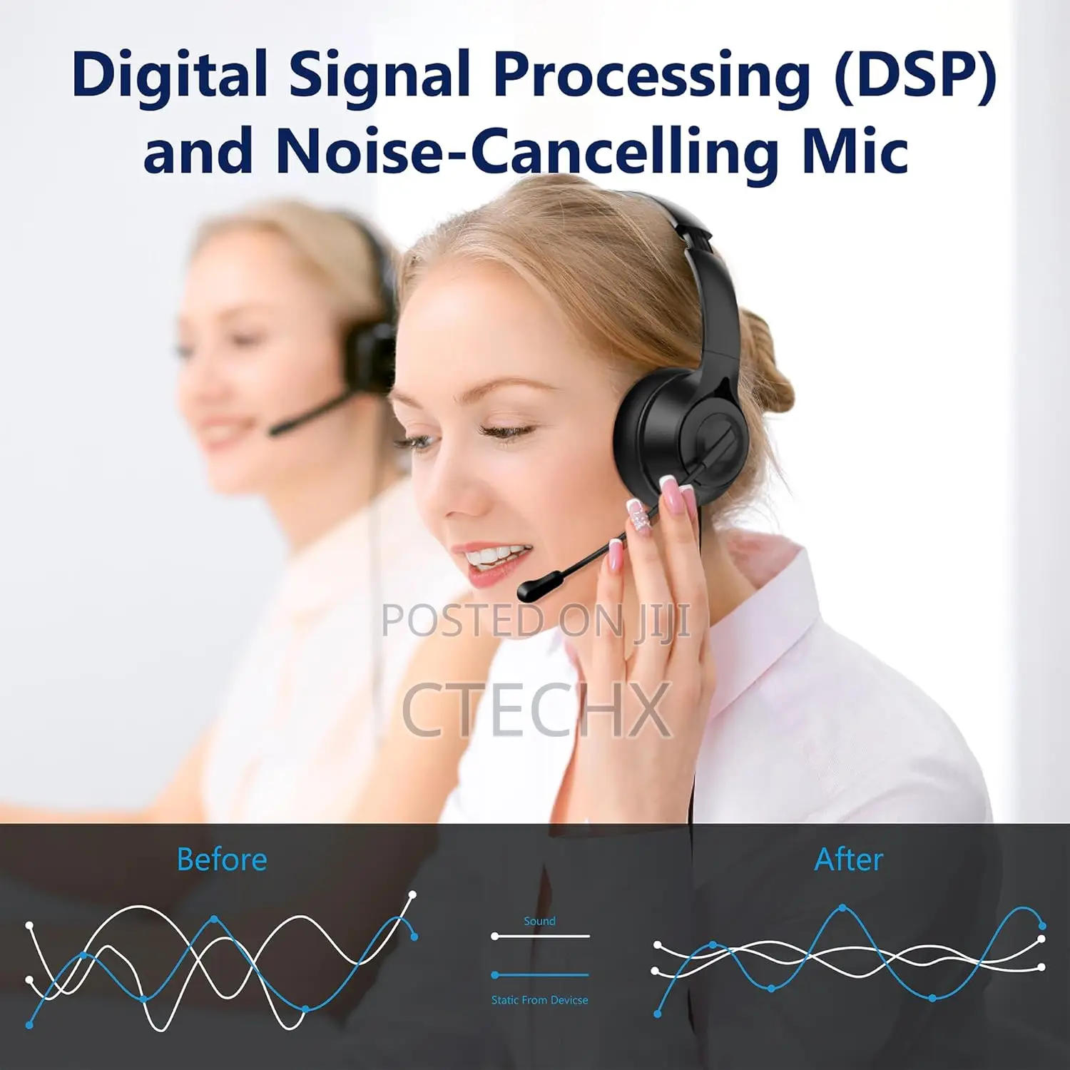 Usb Headset Noise Cancelling Mic, Audio Controls 3.5mm/Usb Jack 2-in-1