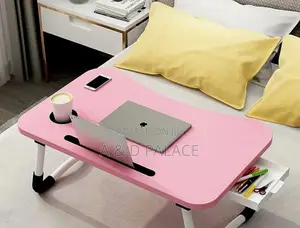 Multipurpose Foldable Laptop Table With Cup Holder and Drawer Storage