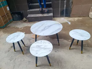 Glass Center Table With 3 Side Stools