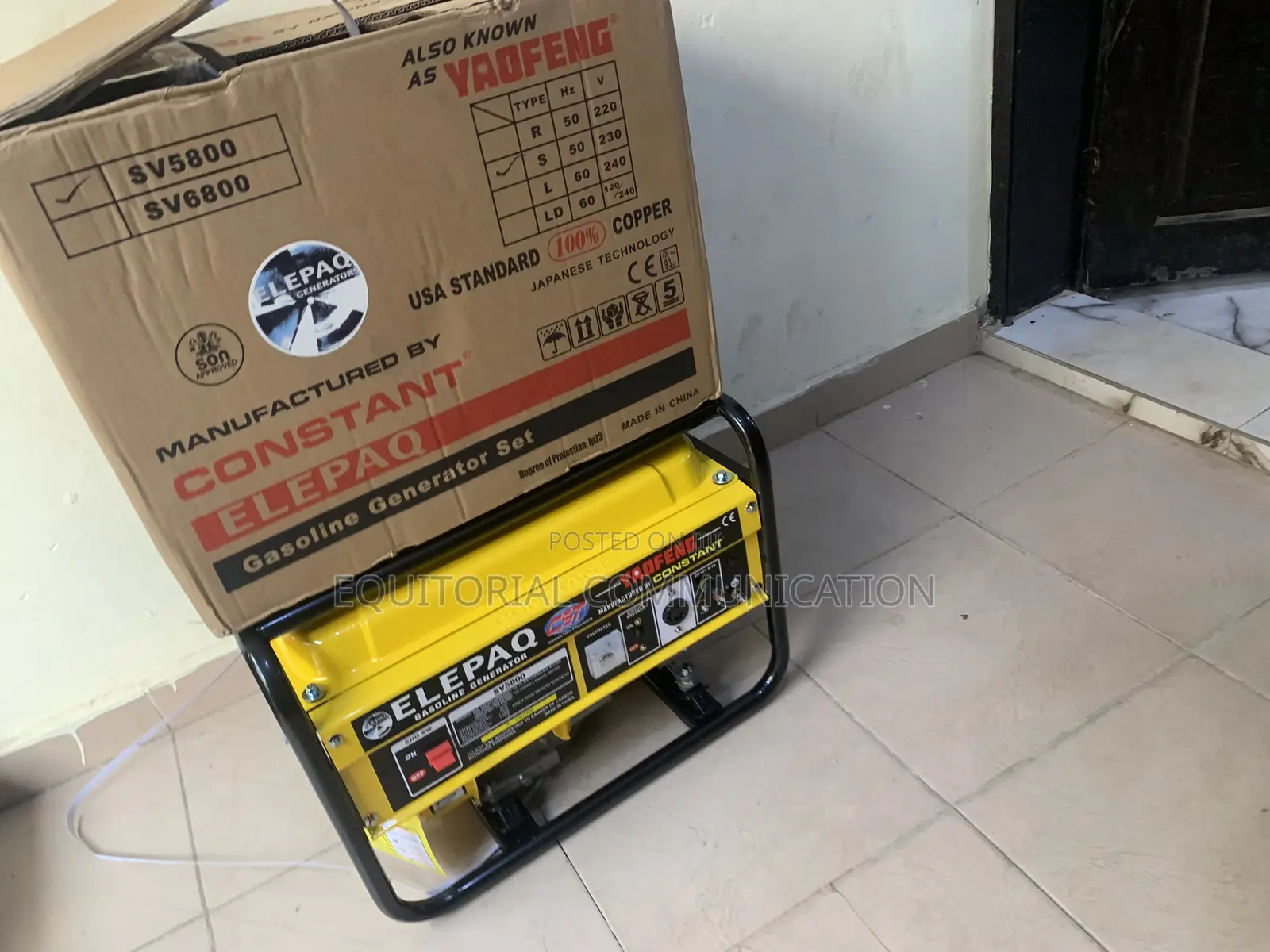 Elepaq Sv5800 3.5kva Generator for Constant, Uninterrupted Power