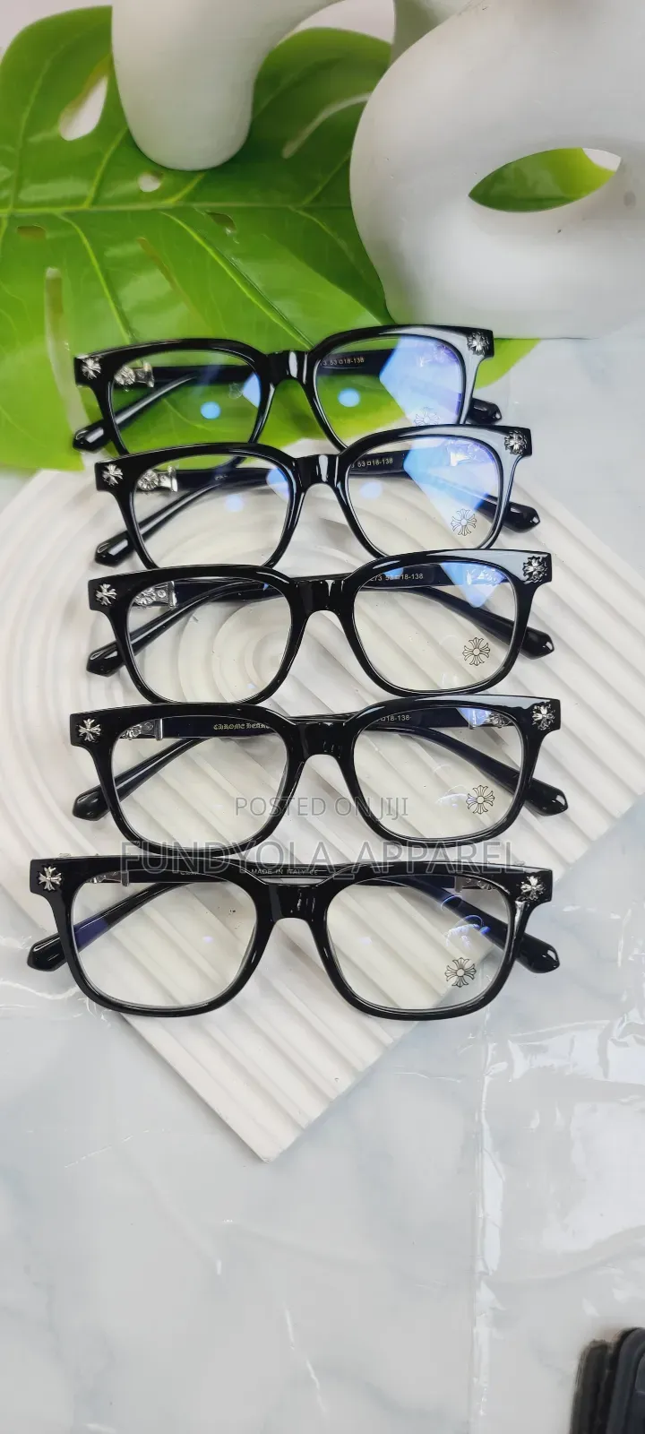 Black Chrome Heart Eyeglasses