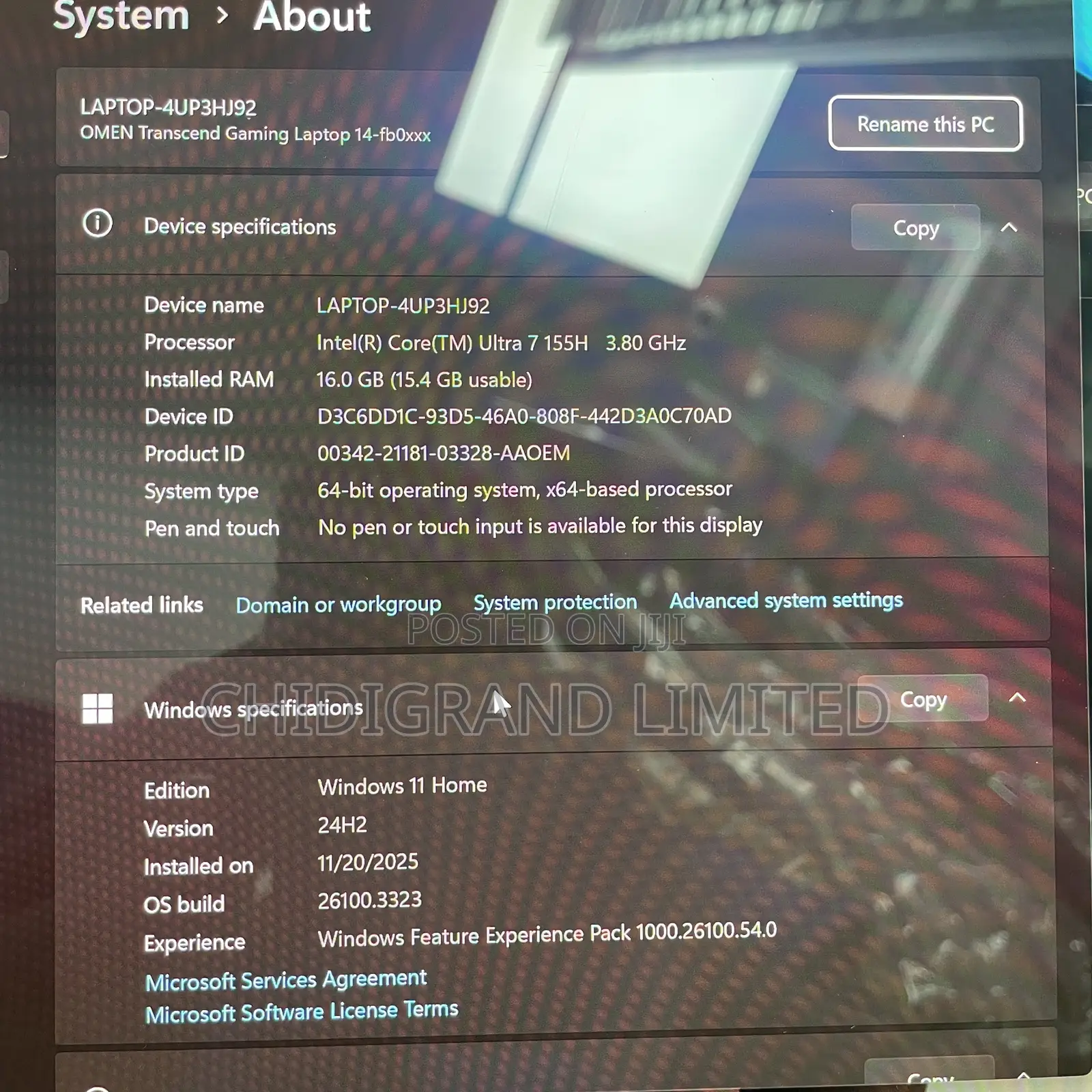 Laptop HP Omen Transcend 14-Fb0023dx 16GB Intel Core Ultra 7 SSD 1T