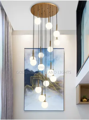 Modern Black and Opal Glass Cluster Pendant Light.